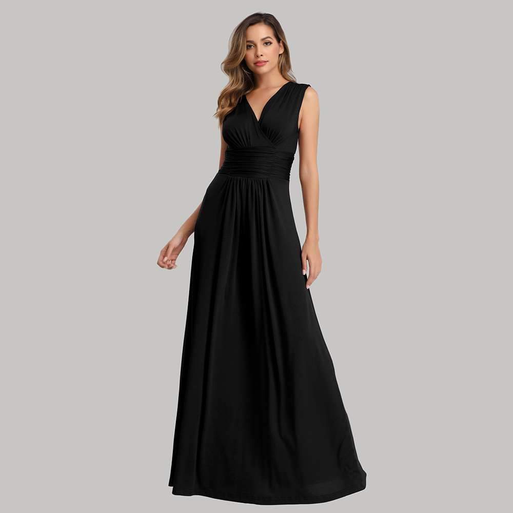 Fashion V neck Pure Sleeveless Evening Dresses