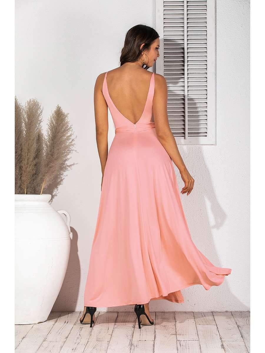 Fashion V neck Print Sleeveless Maxi Dresses