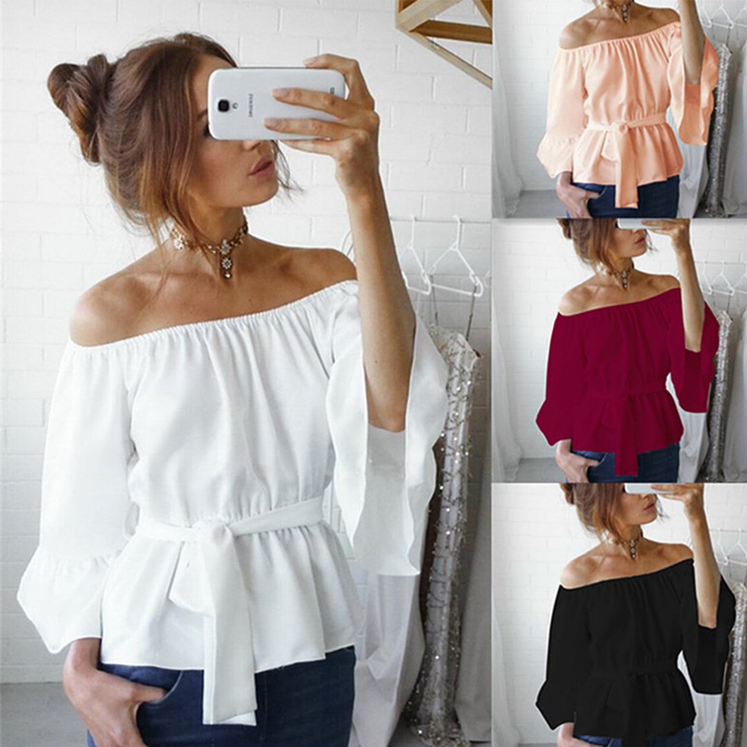 Fashion Women's Ladies Summer Long Sleeve Loose Casual Shirt