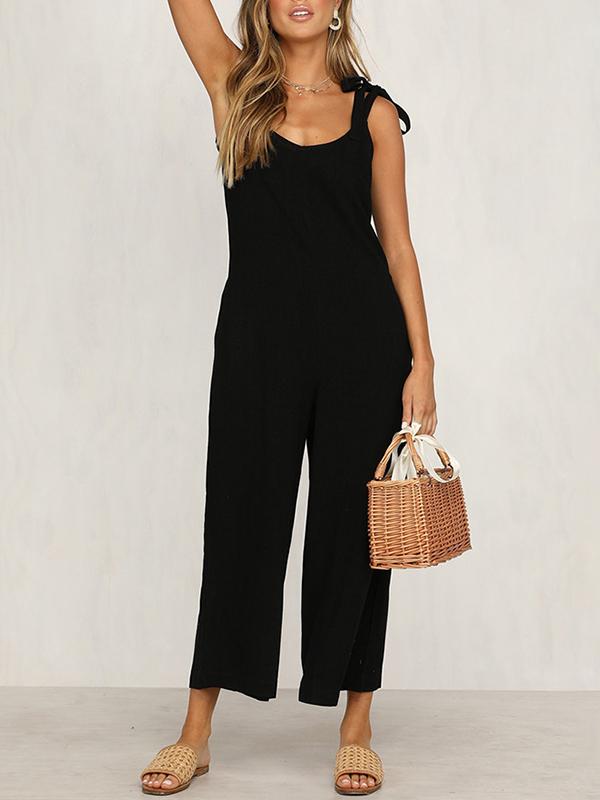 Fashion Woman Tie Loose Jumpsuits