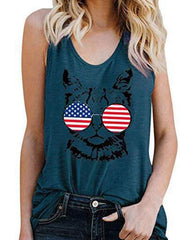 Fashion Women Daily Summer Sleeveless Cat Printed Vests