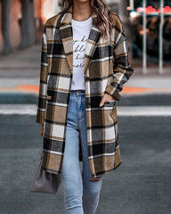 Casual Plaid Long Sleeve Flannel Coat Button Down Fall Jacket Shacket