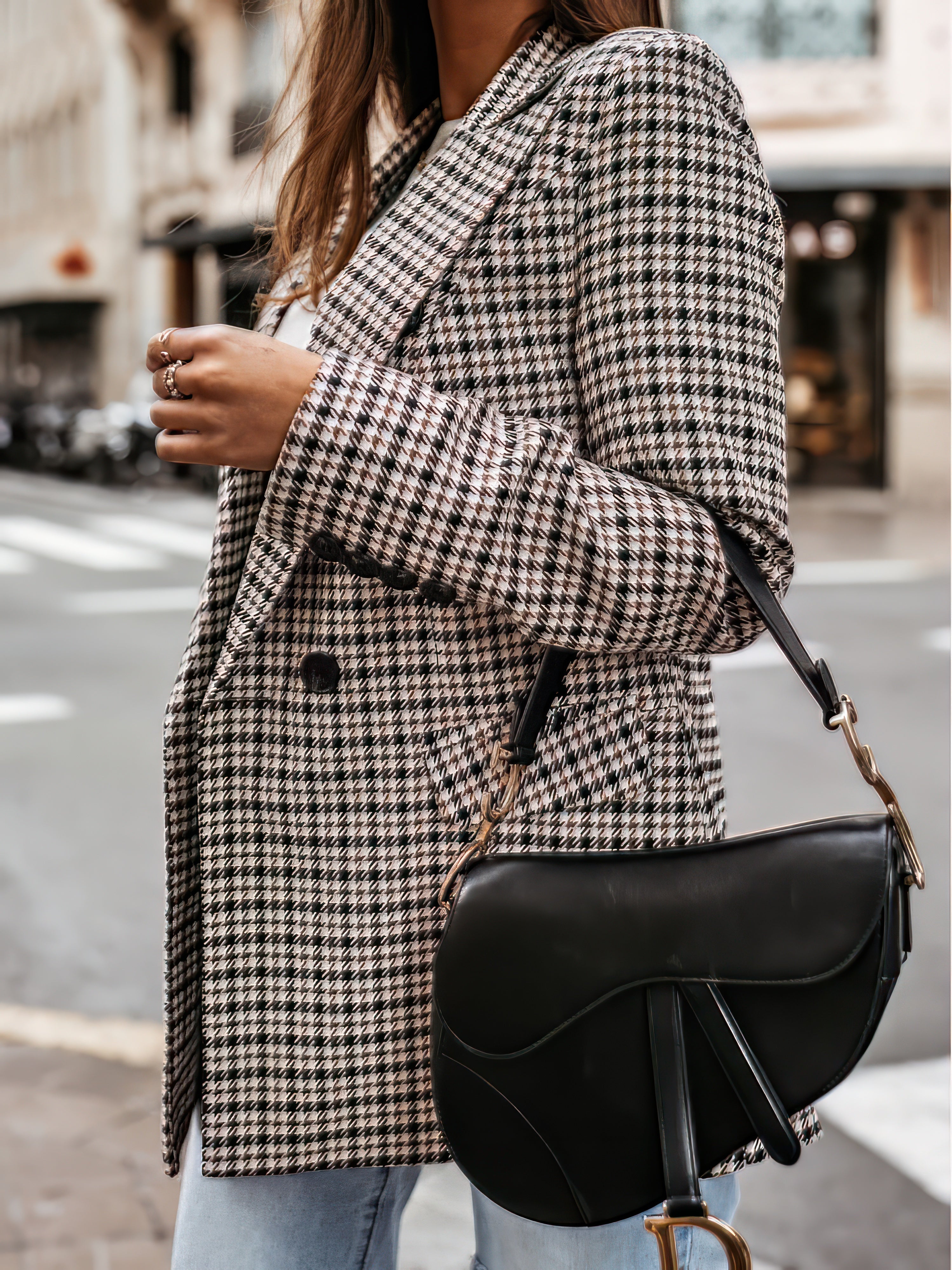 Plaid Print Lapel Small Blazer