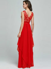 Sleeveless Lace Split-joint Evening Dress