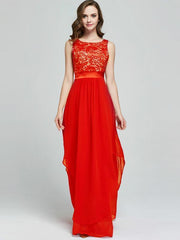 Sleeveless Lace Split-joint Evening Dress