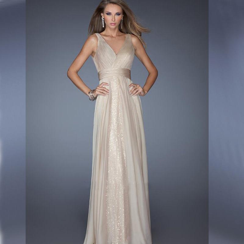 Fashion V neck Backless Evening Dresses