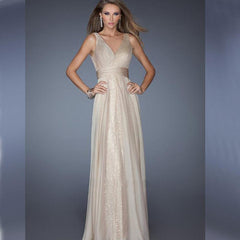 Fashion V neck Backless Evening Dresses
