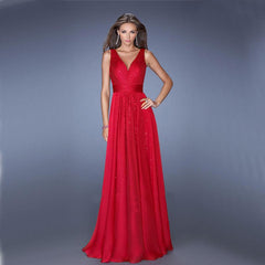 Fashion V neck Backless Evening Dresses