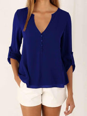 Fashion Women V neck Loose Blouses