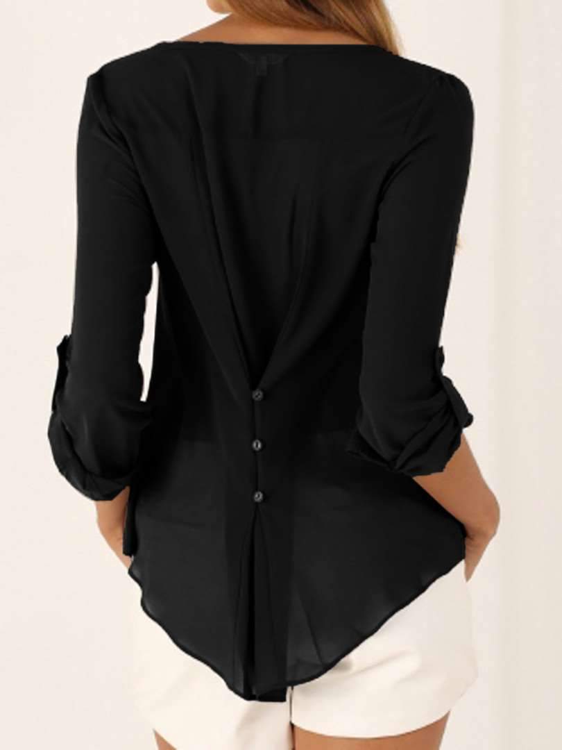 Fashion Women V neck Loose Blouses