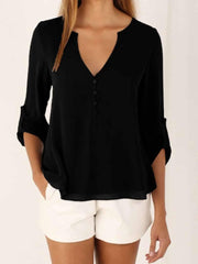 Fashion Women V neck Loose Blouses