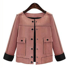 Fashion Vintage Chamois Leather Suede Short Jacket Coat
