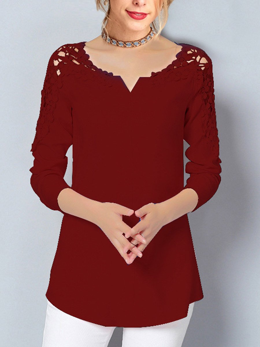 Fashion V Neck Lace Strapless Woman Blouses
