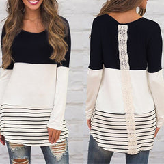 Fashion Tri-Color Lace Stitching T-Shirts