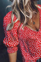 Fashion Women Deep V Neck  Printed  Summer Blouses