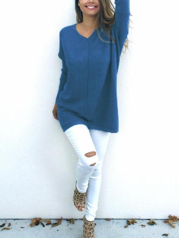 Fashion V-Neck Long Sleeve Women's Sweater