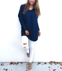 Fashion V-Neck Long Sleeve Women's Sweater