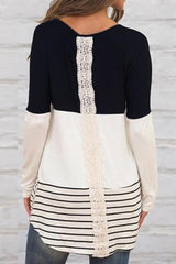 Fashion Tri-Color Lace Stitching T-Shirts
