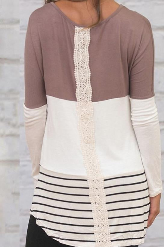 Fashion Tri-Color Lace Stitching T-Shirts