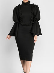Fashion Woman Sexy Flare Sleeve Bodycon Dress