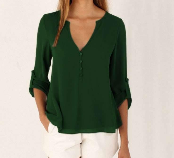 Fashion Women V neck Loose Blouses