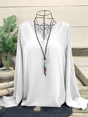 Fashion V neck chiffon zipper design plain long sleeve women blouses
