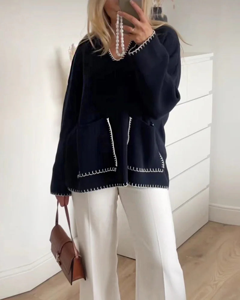 Casual Edge Contrast Sweater Pullover