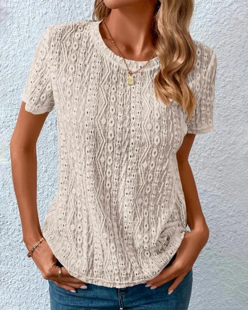 Casual Loose Fit Short Sleeve T-shirts Blouse