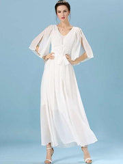 Fashion V neck Circular cape Evening Dresses