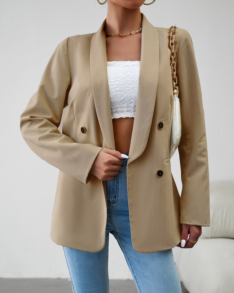 Casual Blazers Double Breasted Long Sleeve Work Office Blazer Jacket