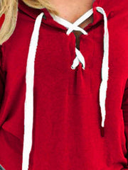 Fashion Woman Daily Hooded Drawstring Plain Hoodies