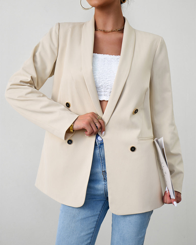 Casual Blazers Double Breasted Long Sleeve Work Office Blazer Jacket