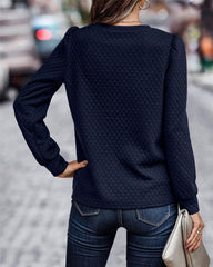 Cable Textured Puff Sleeve Sweatshirt