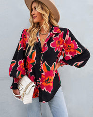 Casual Bat Sleeve Lapel Shirt Top