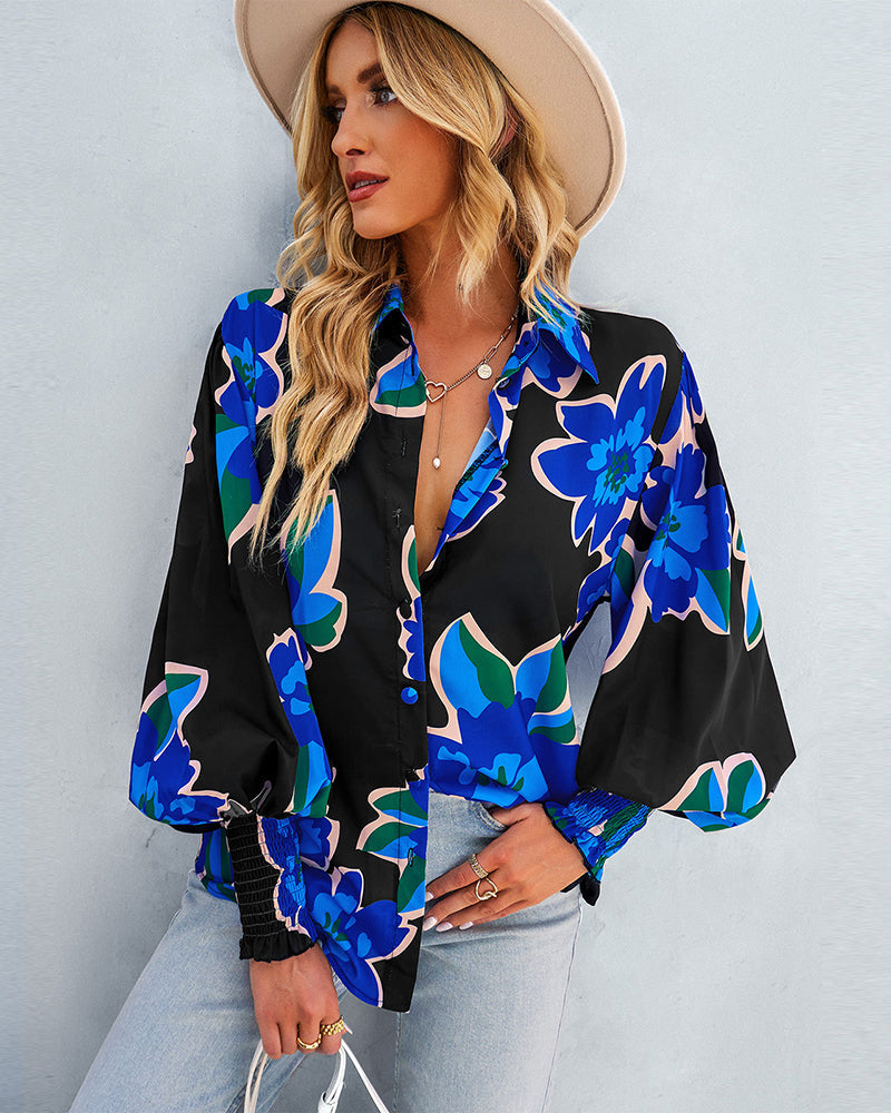 Casual Bat Sleeve Lapel Shirt Top