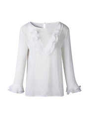 Fashion White Floral Lace Round Collar With Back Button
