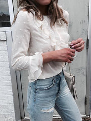 Fashion White Floral Lace Round Collar With Back Button
