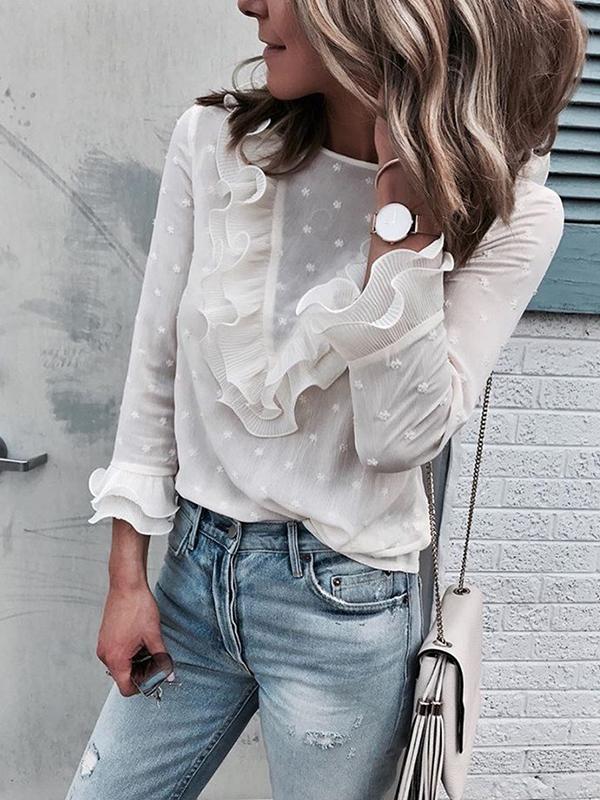 Fashion White Floral Lace Round Collar With Back Button