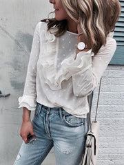 Fashion White Floral Lace Round Collar With Back Button