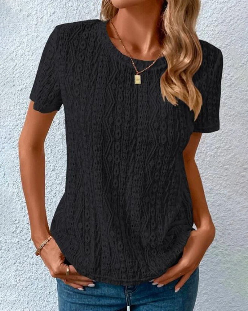 Casual Loose Fit Short Sleeve T-shirts Blouse