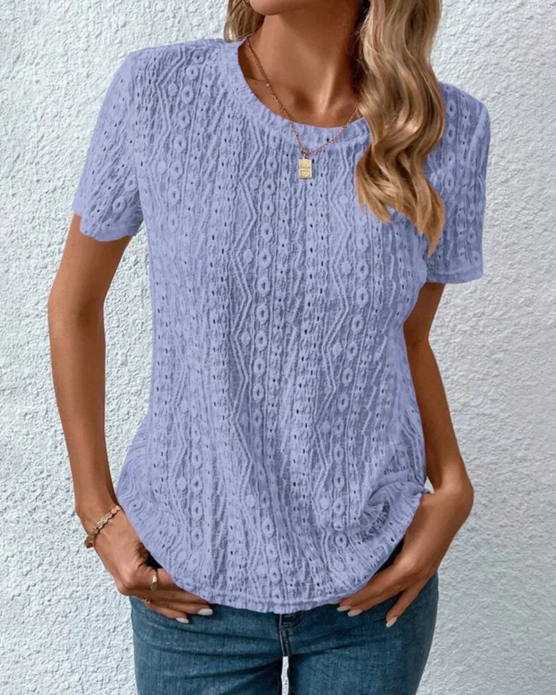 Casual Loose Fit Short Sleeve T-shirts Blouse