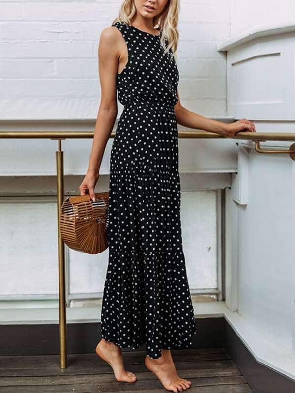 Fashion Wave Pot Sleeveless Maxi Dresses