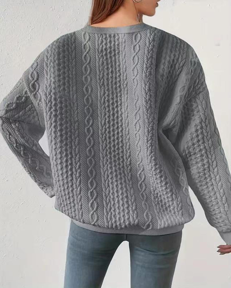 Cable Knit Drop Shoulder Sweatshirt