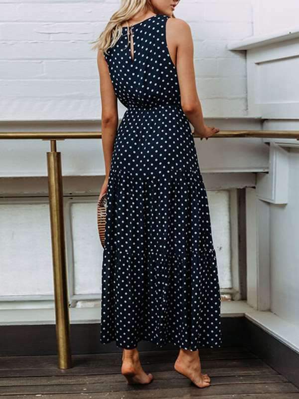 Fashion Wave Pot Sleeveless Maxi Dresses