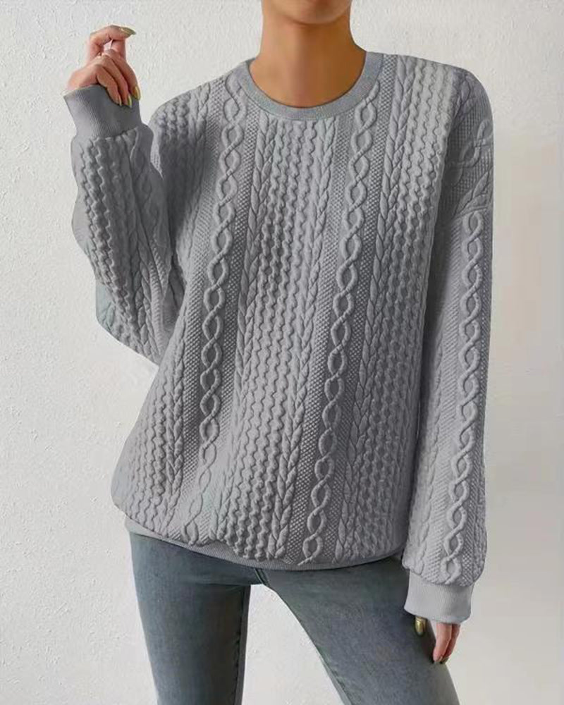 Cable Knit Drop Shoulder Sweatshirt