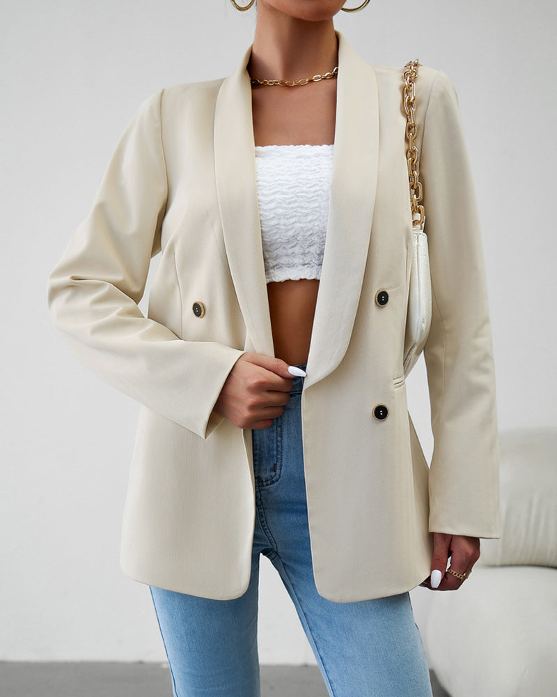 Casual Blazers Double Breasted Long Sleeve Work Office Blazer Jacket