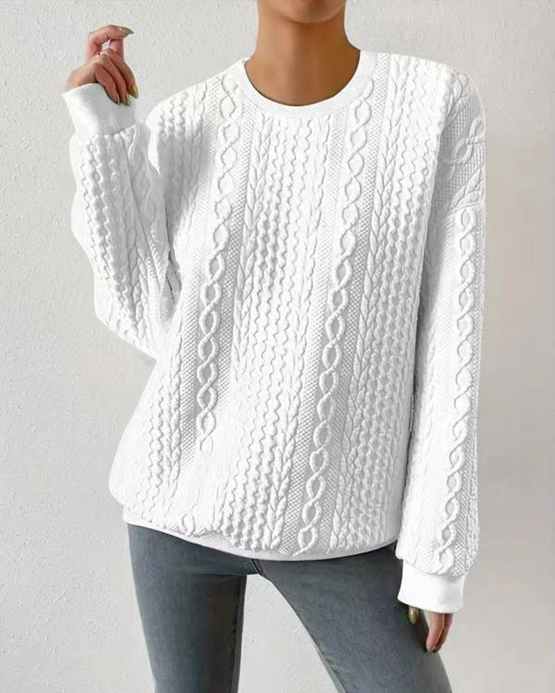 Cable Knit Drop Shoulder Sweatshirt