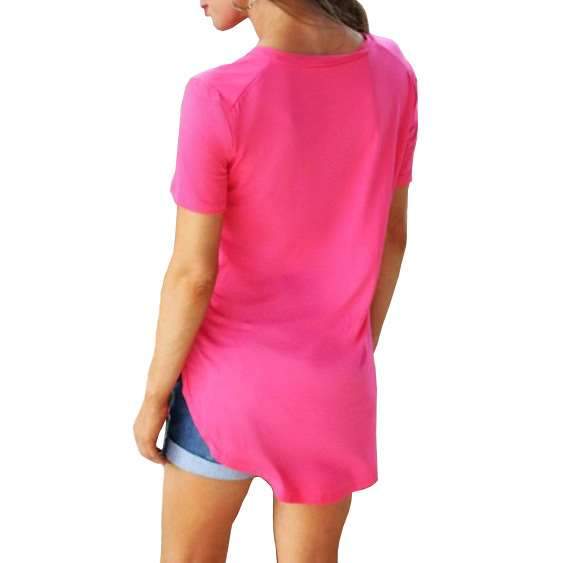 Fashion V neck Short sleeve Long T-Shirts