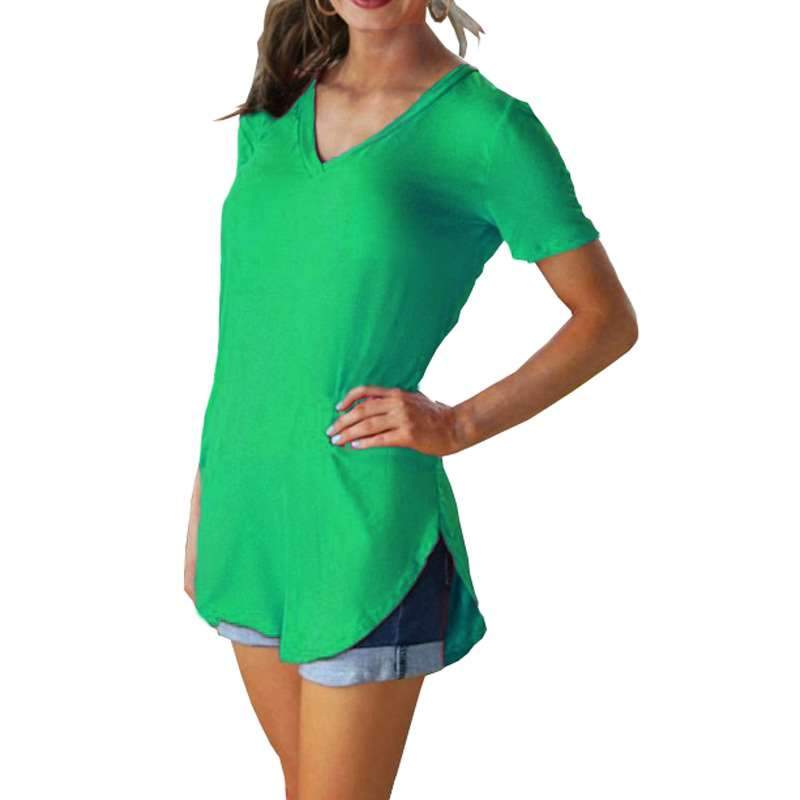 Fashion V neck Short sleeve Long T-Shirts