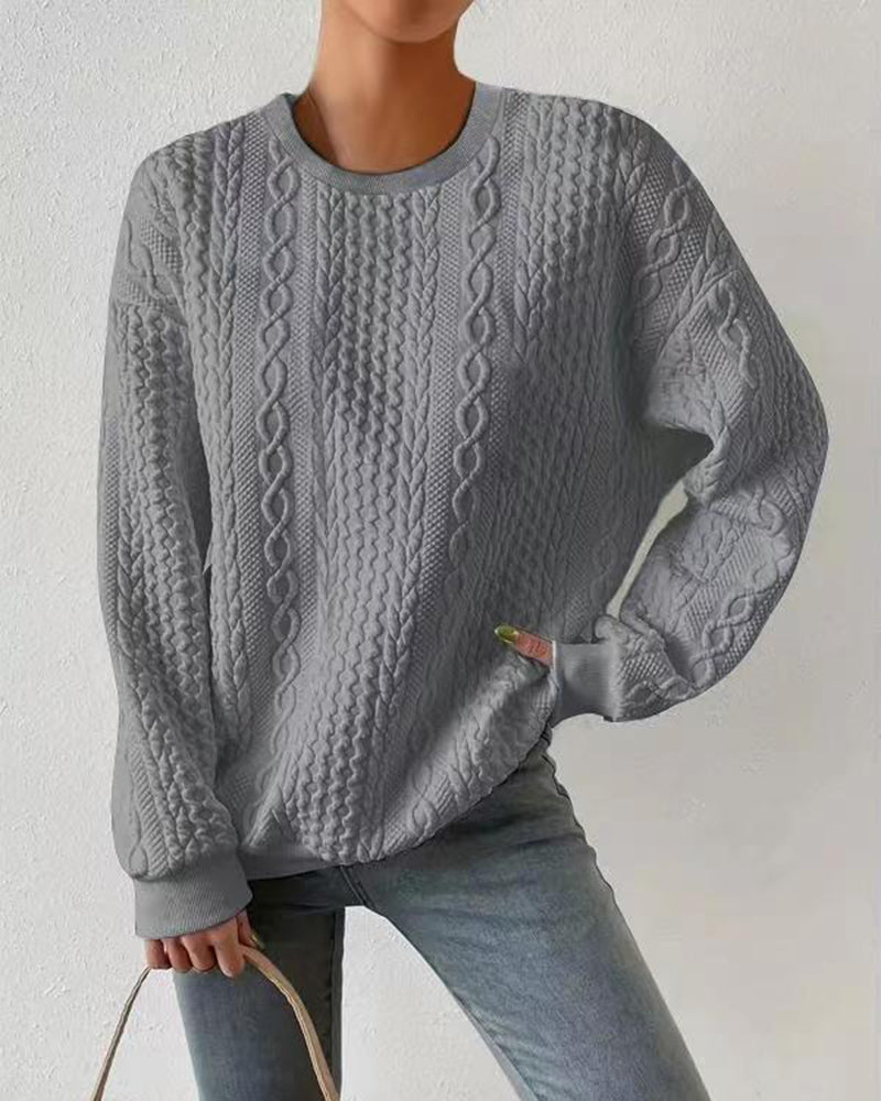 Cable Knit Drop Shoulder Sweatshirt